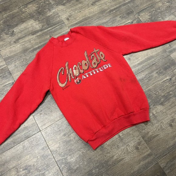 Vintage Chocolate Attitude Crewneck Sweatshirt Size Medium Made In USA 1991 - Picture 1 of 11